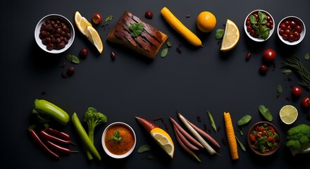 Fondo con marco de comida vegetariana para restaurante