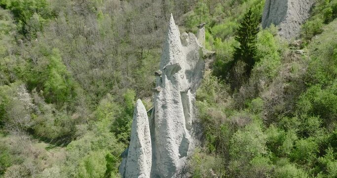 aerial view of Euseigne rock formation in the Swiss alps
