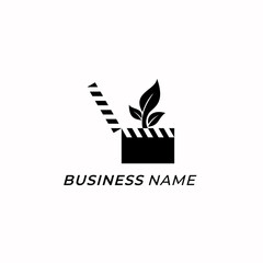 design logo combine cut film and leaf growth