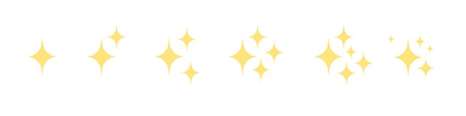 Sparkle star icon set silhouette isolated