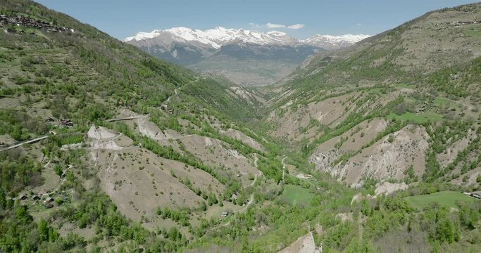 aerial view of Euseigne rock formation in the Swiss alps
