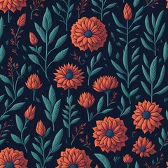 Wandaufkleber seamless pattern with flowers © The Creative Corner