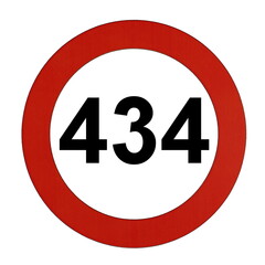 Illustration des Stra&szlig;enverkehrszeichens "Maximale Geschwindigkeit 434 Kilometer pro Stunde"	