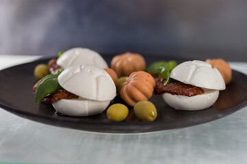 Confectionery on a showcase. Exclusive sweets