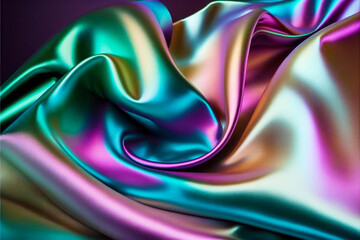 Close up of colorful fabric with very large amount of folds. Generative AI.