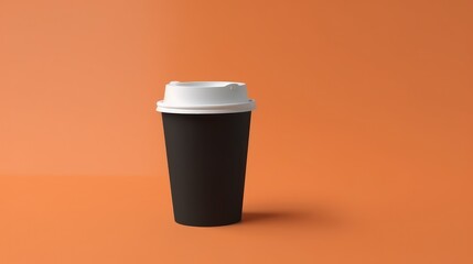 Coffee cup mock up on solid color background