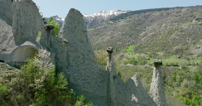 aerial view of Euseigne rock formation in the Swiss alps