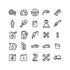 Car service line icon set