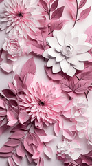 Fototapeta premium Beautiful pink flowers on white background. Digitally generated image