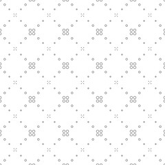 Vector illustration. Geometric seamless pattern. The solid dots and linear circles in the rows form a rhombus shape. Spotted grey, black and white background. Simple monochrome abstract pattern.