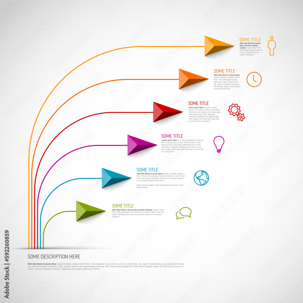 Poster simple infographic with title and six smaller element option items