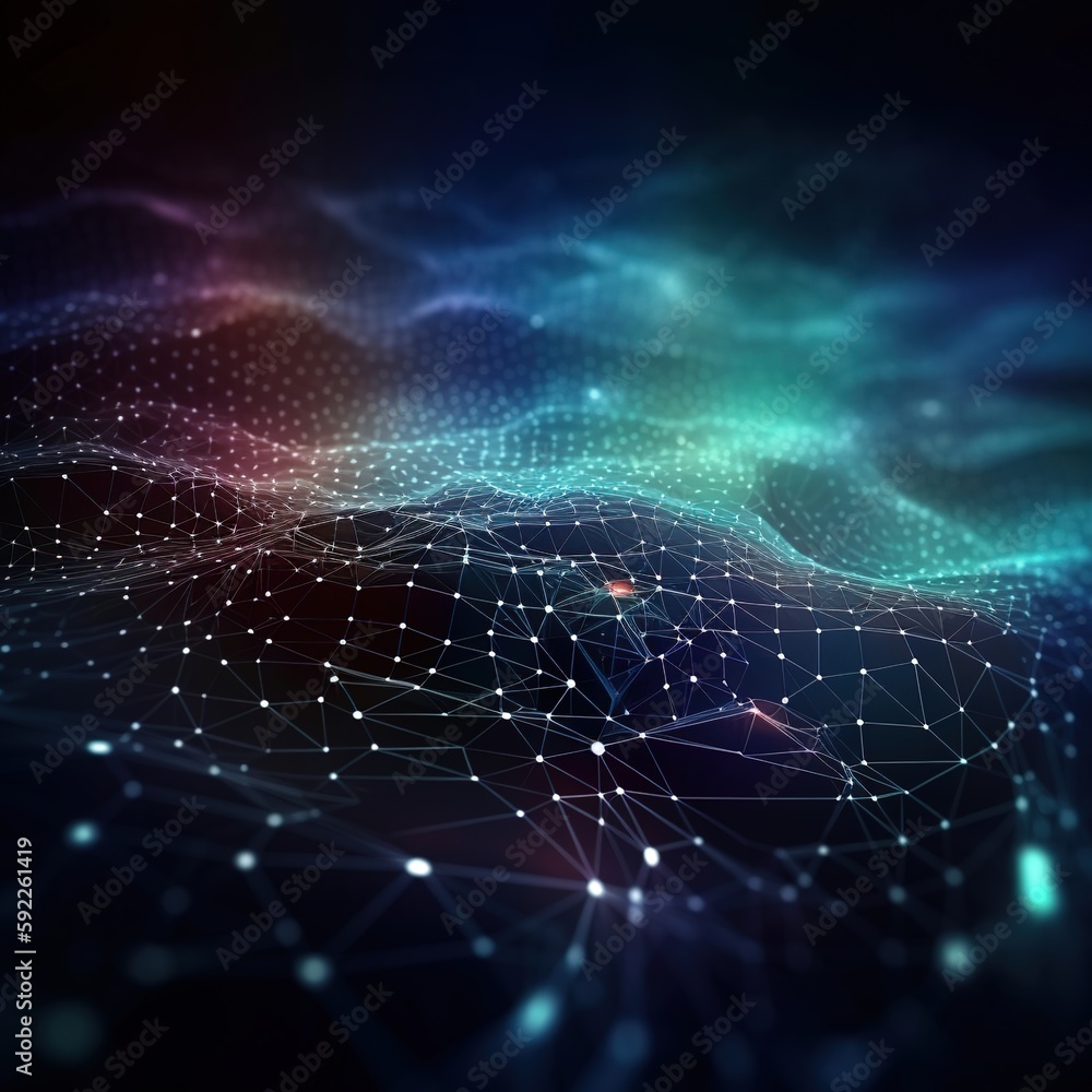 Poster concept of digital cyberspace and digital data network links. high-speed digital data transfer over 
