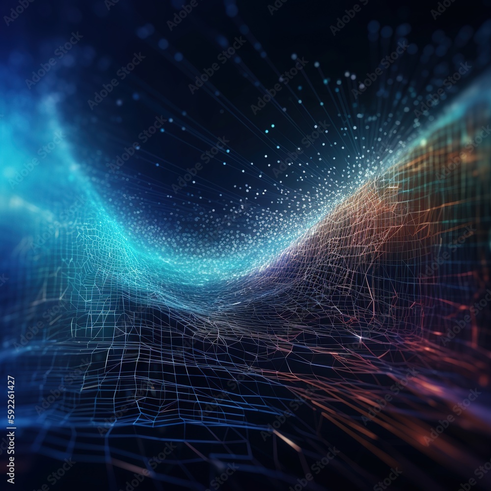 Poster concept of digital cyberspace and digital data network links. high-speed digital data transfer over 