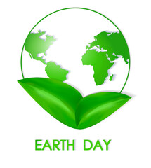 Globe, planet earth. Abstract map of the world, green continents in the blue ocean. The concept of the day of the earth and love for the planet. Love our planet