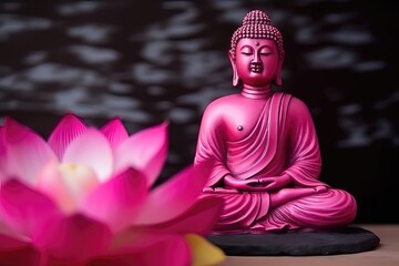 Bouddha dans le bouddhisme est assis sur un beau lotus rose. Gautama Bouddha le symbole de l'hindouisme bouddhisme spiritualité bouddha purnima