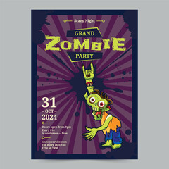 Halloween Zombie Party Flyer Template. A clean, modern, and high-quality design of Flyer vector design. Editable and customize template flyer

