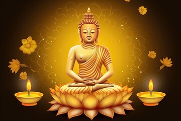 Bonne fête du Vesak. Fond d'illustration vectorielle. Magha Puja, Asanha Puja, Visakha Puja Day, concept de vacances bouddhistes.