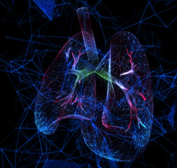 Human lungs and trachea. Organ anatomy. Pneumonia, organ transplant, tuberculosis, asthma. Innovative medical technologies.