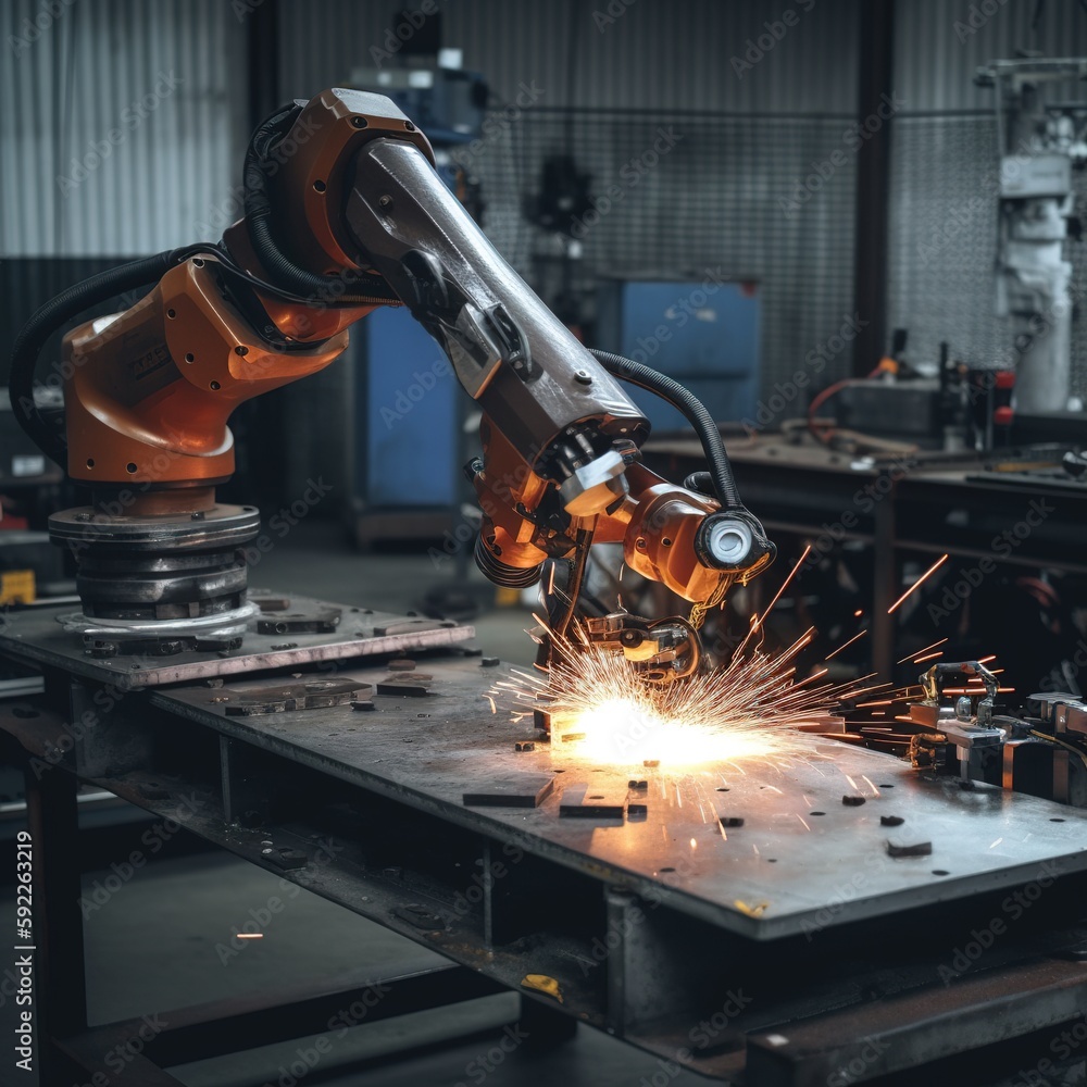 Poster factory automation robot arms machine in intelligent factory industrial on real time monitoring syst
