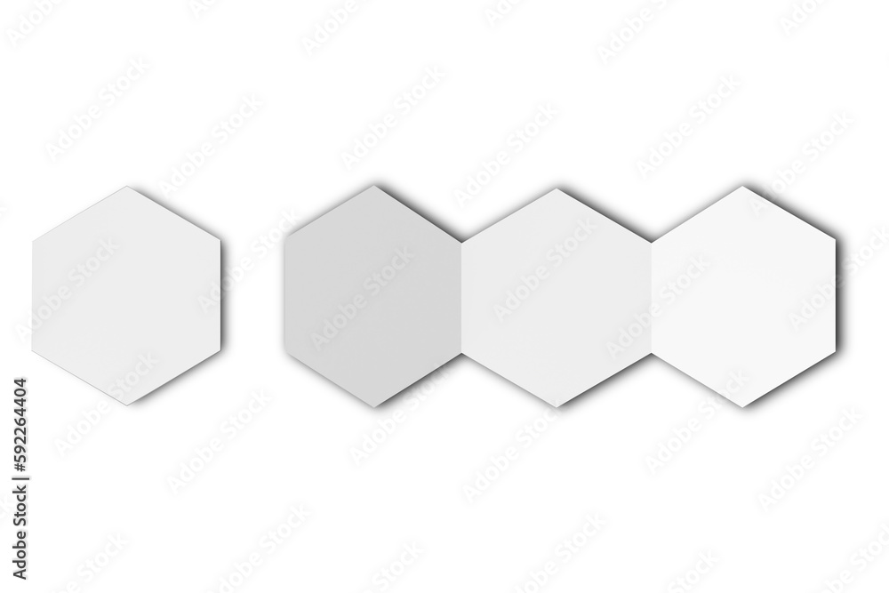 Poster blank trifold hexagonal brochure mockup isolated on white background. hexagonal leaflet template.3d 