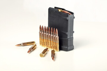 Mag with bullets for the AR 15 rifle. 223 rem