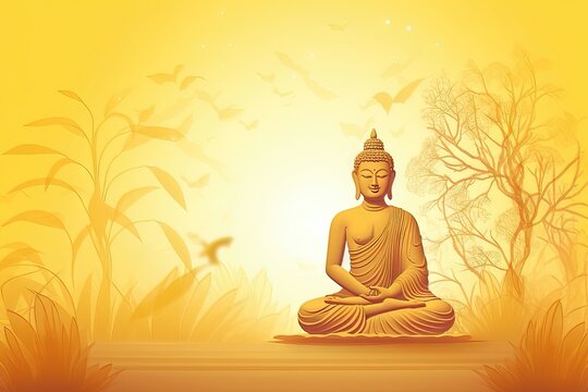 Bonne fête du Vesak. Fond d'illustration vectorielle. Magha Puja, Asanha Puja, Visakha Puja Day, concept de vacances bouddhistes.