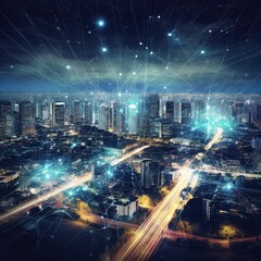 Wireless network and connection city. generative ai