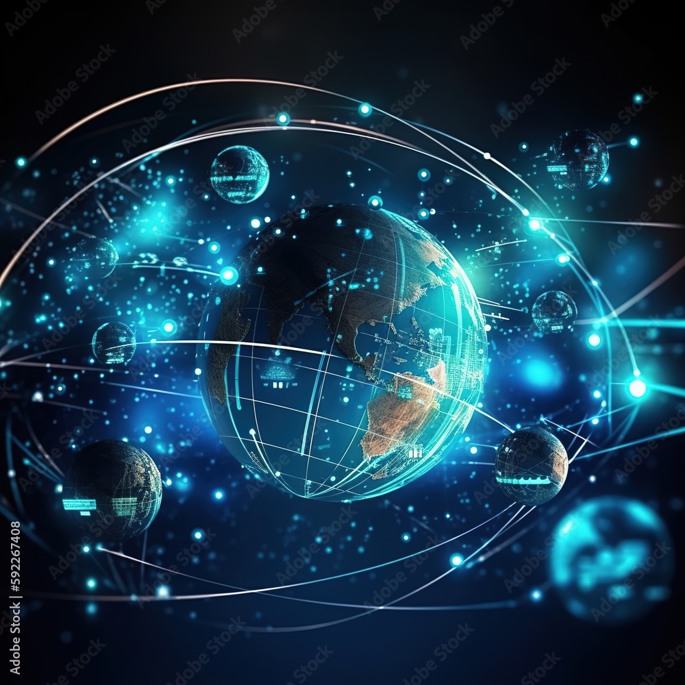 Aufkleber digital globe and technology. generative ai