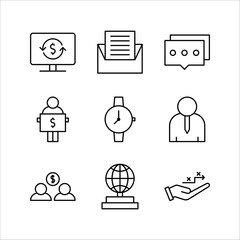 Set of thin line corporate governance icons, Vector illustration, on a white background.