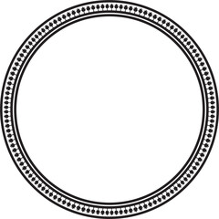 Vector monochrome round byzantine ornament. Circle, border, frame of ancient Greece and Eastern Roman Empire. Decoration of the Russian Orthodox Church..