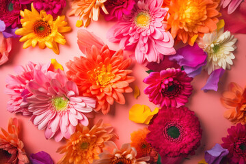 Vibrant flowers abstract background. Floral background. Digitally generated AI image.