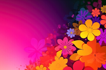 Fototapeta na wymiar Vibrant flowers abstract background. Floral background. Digitally generated AI image.
