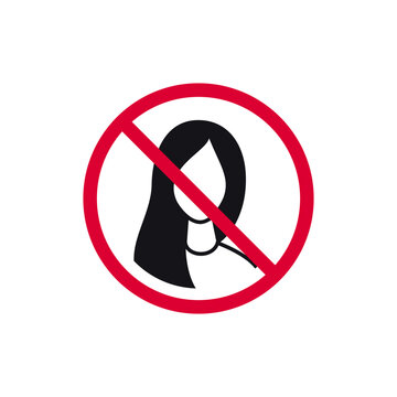 No long hair prohibited sign, forbidden modern round sticker, vector illustration.