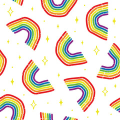 Pattern for pride month with rainbows. LGBTQ community illustrations. Vector.