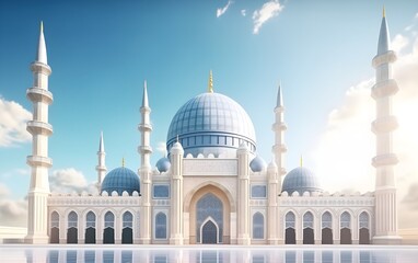 Fototapeta na wymiar Islamic magnificent Mosque - Generative AI
