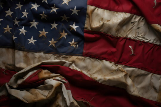 old american flag, dirty and worn, background, made with generative ai