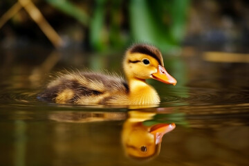 cute duck swimming in the river