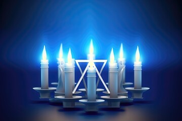 Fototapeta premium Vector hanukkah fête juive menorah david star mock up background