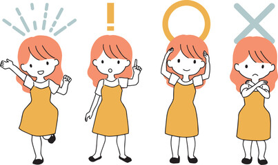 女性のイラスト素材セット