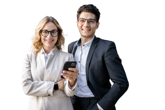 Entrepreneurs partners together office employees, transparent background, isolated. - Powered by Adobe