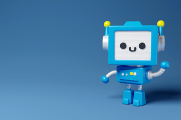 blue AI robot 3d render