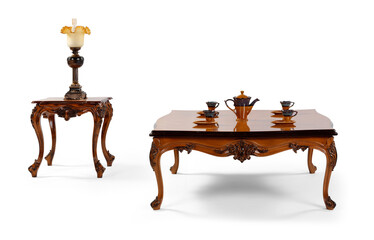 classic coffee table whit decoration isolated on white background .
