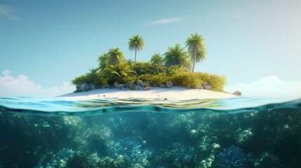 Tropical island and sea. Generative AI