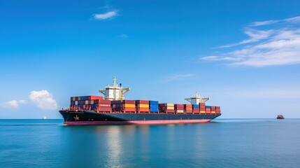 a cargo container ship in the ocean, business logistics concept, generative ai