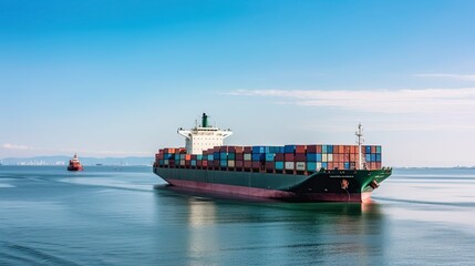 a cargo container ship in the ocean, business logistics concept, generative ai
