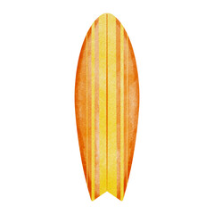 Orange watercolor surfboard.