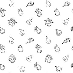 Pear seamless pattern, transparent background, great for fabric, polygraphy