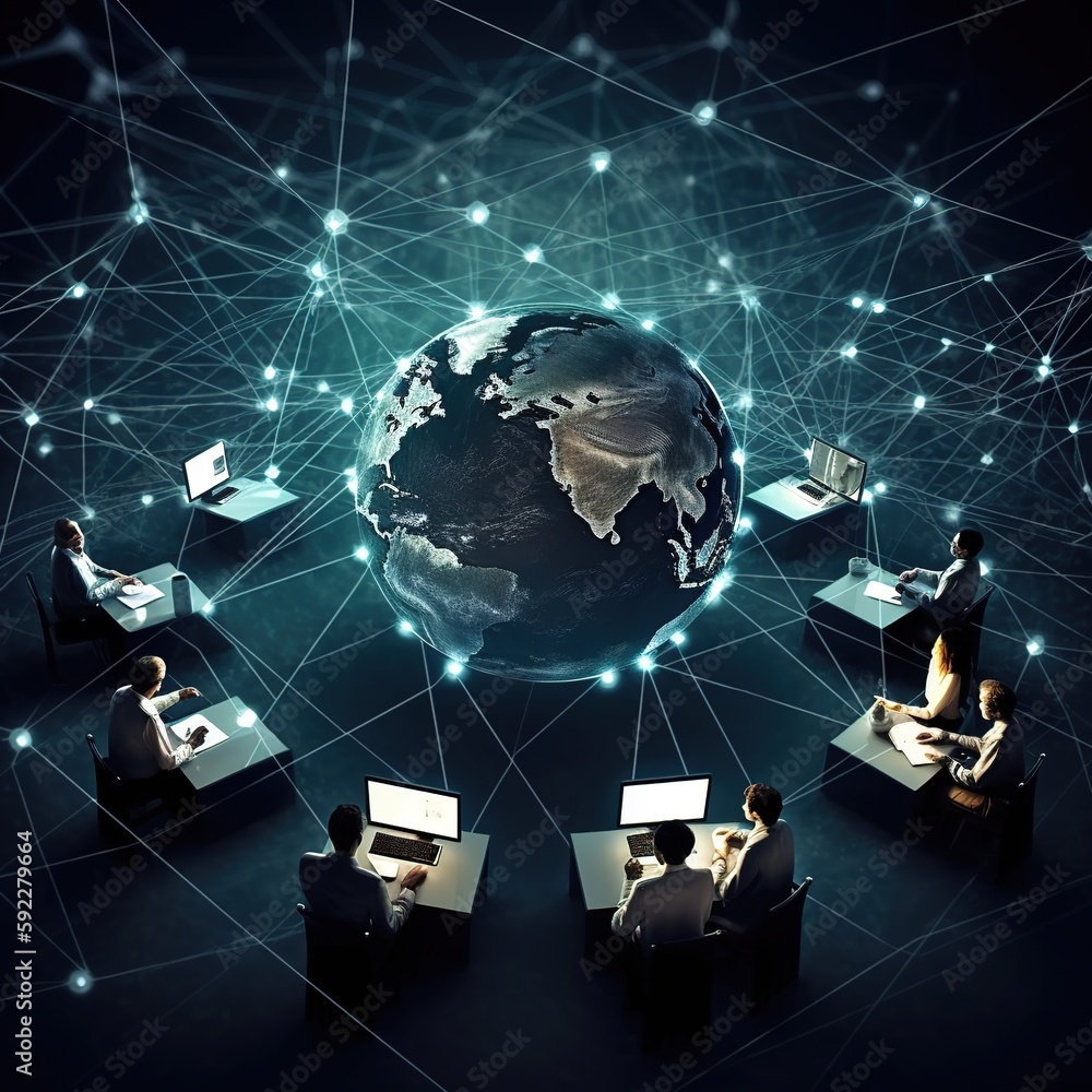 Poster global communication concept. social media. internet connection. generative ai