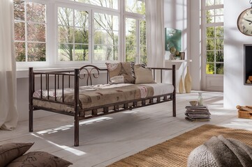 modern bed room with metal sofa bed 