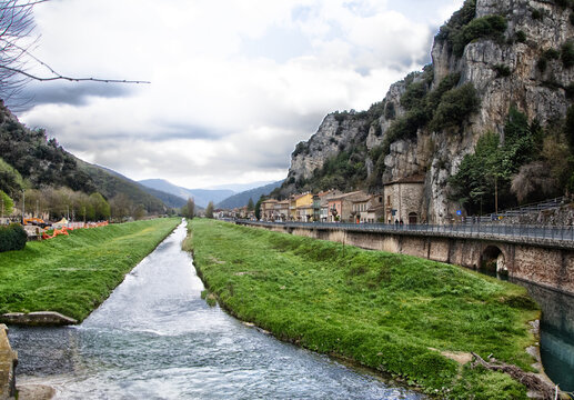 Pioraco medieval village in the marche region, Italy